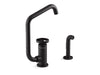 KOHLER Billet™ Single-handle bar sink faucet with two-function extended-reach spout and side sprayer