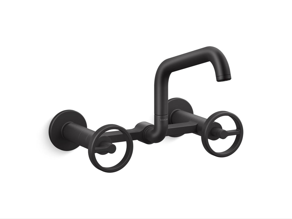KOHLER Billet™ Two-hole wall-mount bridge kitchen sink faucet