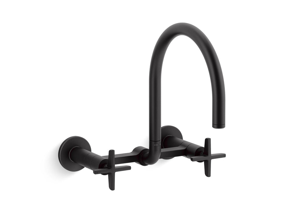 KOHLER Billet™ Two-hole wall-mount bridge kitchen sink faucet