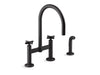 KOHLER Billet™ Two-hole bridge kitchen sink faucet with side sprayer