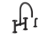 KOHLER Billet™ Two-hole bridge kitchen sink faucet with side sprayer