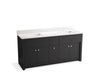 KOHLER Alouette™ 72" bathroom vanity cabinet with sinks and quartz top