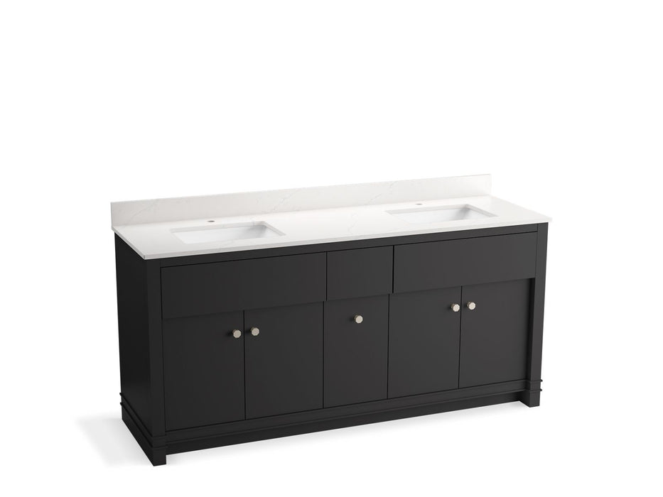 KOHLER Alouette™ 72" bathroom vanity cabinet with sinks and quartz top