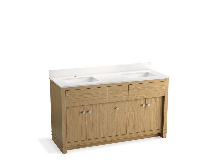 KOHLER Alouette™ 60" bathroom vanity cabinet with sinks and quartz top