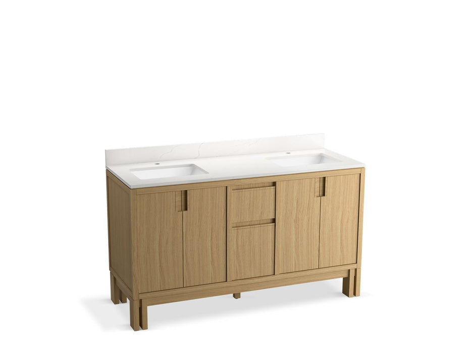 KOHLER Solive™ 60" bathroom vanity cabinet with sinks and quartz top