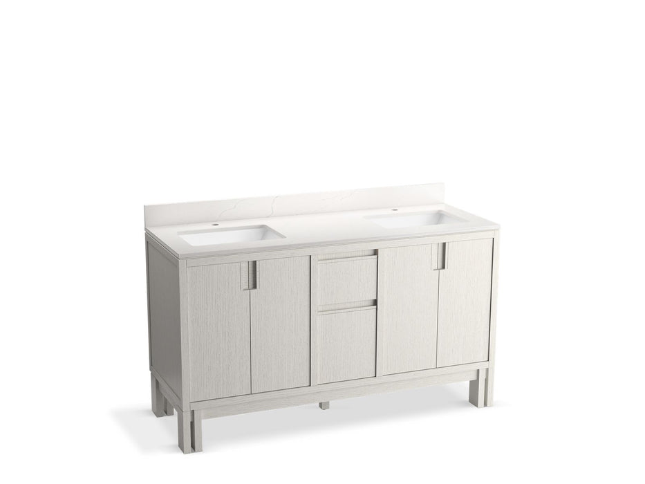 KOHLER Solive™ 60" bathroom vanity cabinet with sinks and quartz top