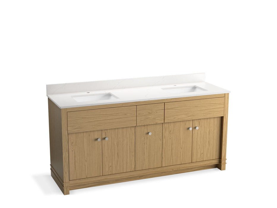 KOHLER Alouette™ 72" bathroom vanity cabinet with sinks and quartz top