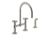 KOHLER Billet™ Two-hole bridge kitchen sink faucet with side sprayer