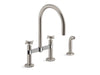 KOHLER Billet™ Two-hole bridge kitchen sink faucet with side sprayer