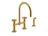 KOHLER Billet™ Two-hole bridge kitchen sink faucet with side sprayer