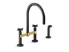 KOHLER Billet™ Two-hole bridge kitchen sink faucet with side sprayer