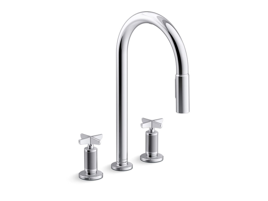 KOHLER K-28677-3RT2 Billet Touchless pull-down kitchen sink faucet with two-function sprayhead