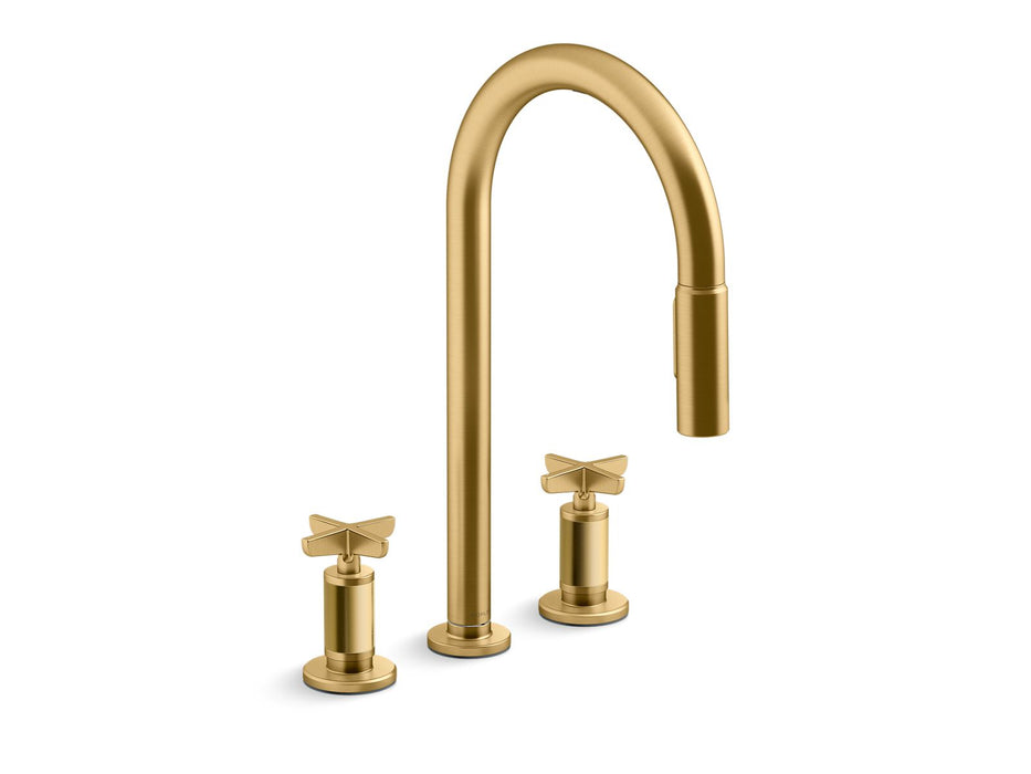 KOHLER K-28677-3RT2 Billet Touchless pull-down kitchen sink faucet with two-function sprayhead