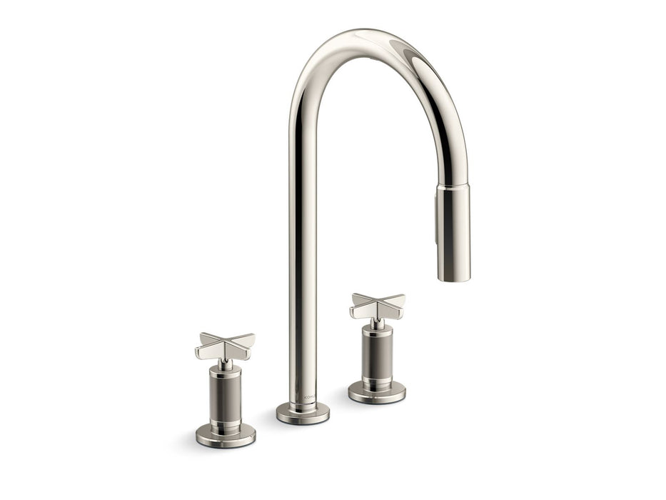 KOHLER K-28677-3RT2 Billet Touchless pull-down kitchen sink faucet with two-function sprayhead