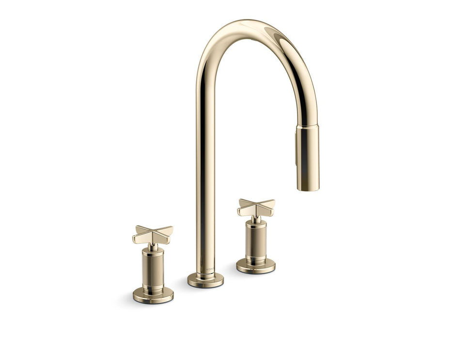 KOHLER K-28677-3RT2 Billet Touchless pull-down kitchen sink faucet with two-function sprayhead
