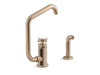 KOHLER Billet™ Single-handle bar sink faucet with two-function extended-reach spout and side sprayer
