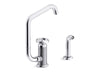 KOHLER Billet™ Single-handle bar sink faucet with two-function extended-reach spout and side sprayer