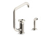 KOHLER Billet™ Single-handle bar sink faucet with two-function extended-reach spout and side sprayer
