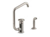 KOHLER Billet™ Single-handle bar sink faucet with two-function extended-reach spout and side sprayer