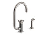 KOHLER Billet™ Single-handle bar sink faucet with two-function extended-reach spout and side sprayer