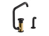 KOHLER Billet™ Single-handle bar sink faucet with two-function extended-reach spout and side sprayer