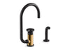 KOHLER Billet™ Single-handle bar sink faucet with two-function extended-reach spout and side sprayer