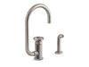 KOHLER Billet™ Single-handle bar sink faucet with two-function extended-reach spout and side sprayer