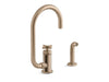 KOHLER Billet™ Single-handle bar sink faucet with two-function extended-reach spout and side sprayer