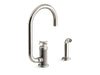 KOHLER Billet™ Single-handle bar sink faucet with two-function extended-reach spout and side sprayer
