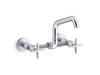 KOHLER Billet™ Two-hole wall-mount bridge kitchen sink faucet
