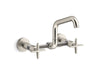 KOHLER Billet™ Two-hole wall-mount bridge kitchen sink faucet