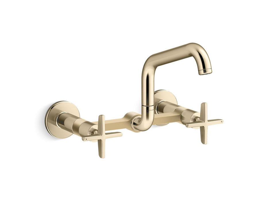 KOHLER Billet™ Two-hole wall-mount bridge kitchen sink faucet
