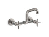 KOHLER Billet™ Two-hole wall-mount bridge kitchen sink faucet