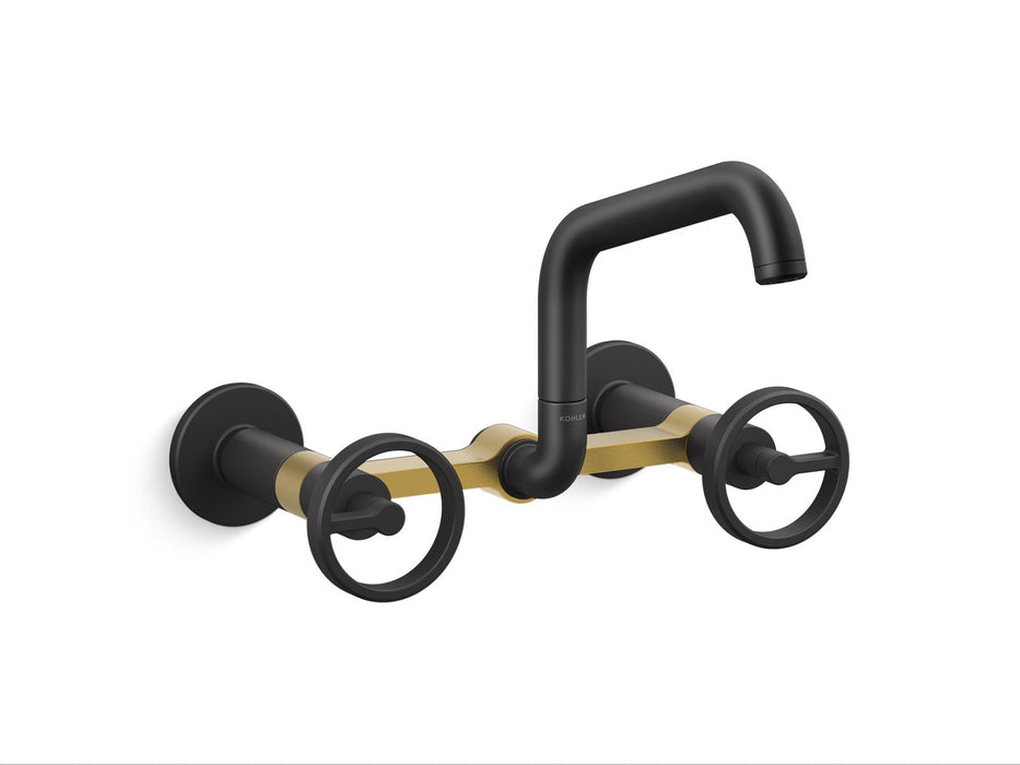 KOHLER Billet™ Two-hole wall-mount bridge kitchen sink faucet