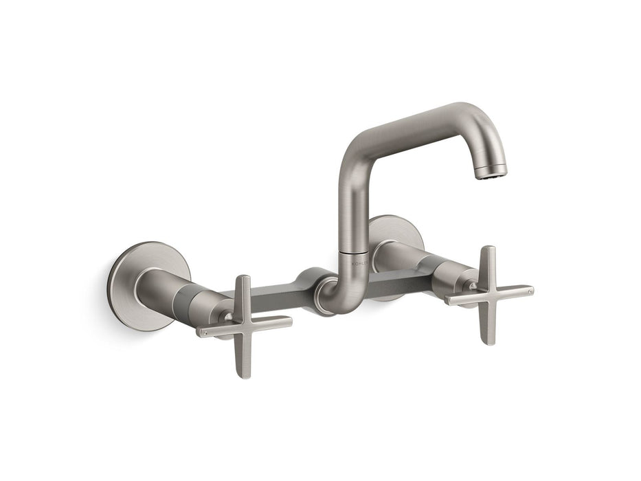 KOHLER Billet™ Two-hole wall-mount bridge kitchen sink faucet