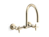 KOHLER Billet™ Two-hole wall-mount bridge kitchen sink faucet