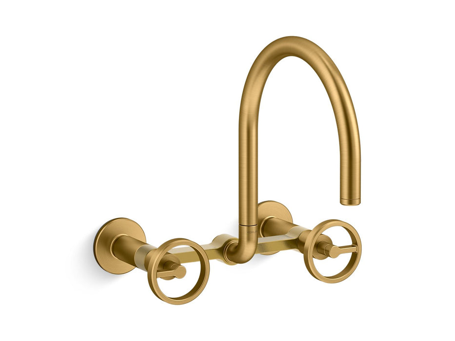 KOHLER Billet™ Two-hole wall-mount bridge kitchen sink faucet