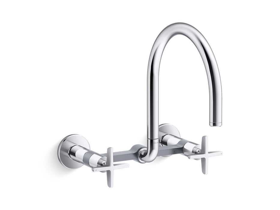 KOHLER Billet™ Two-hole wall-mount bridge kitchen sink faucet