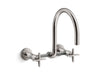 KOHLER Billet™ Two-hole wall-mount bridge kitchen sink faucet