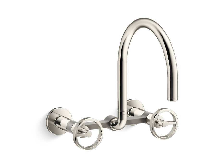 KOHLER Billet™ Two-hole wall-mount bridge kitchen sink faucet