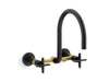 KOHLER Billet™ Two-hole wall-mount bridge kitchen sink faucet