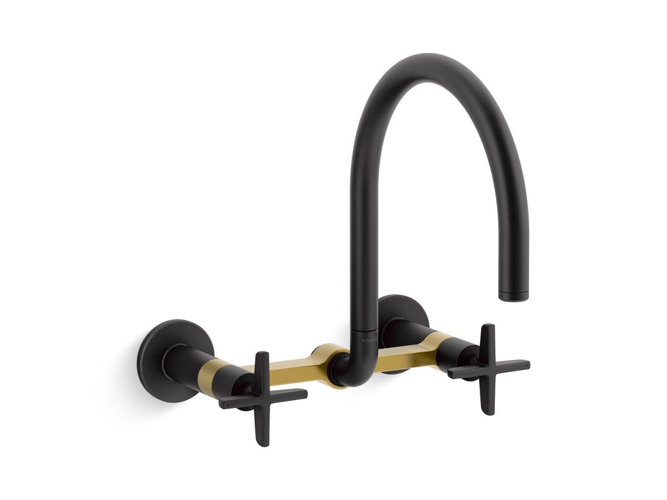 KOHLER Billet™ Two-hole wall-mount bridge kitchen sink faucet