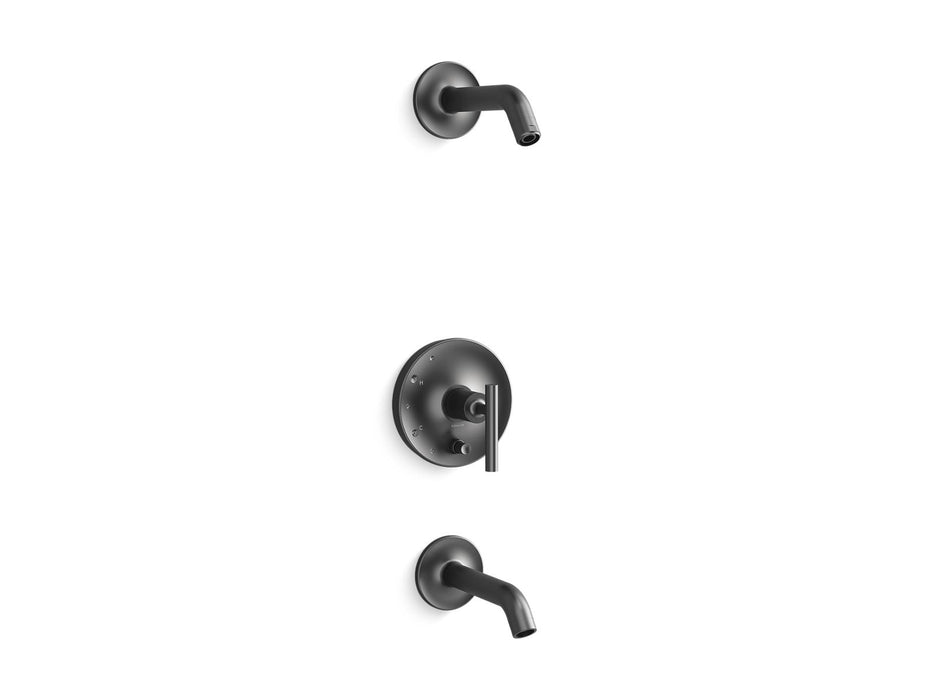 KOHLER Purist Rite-Temp bath and shower trim kit with push-button diverter and lever handle, without showerhead