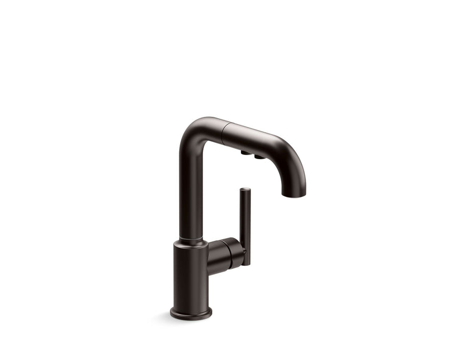 KOHLER Purist Pull-out kitchen sink faucet with three-function sprayhead