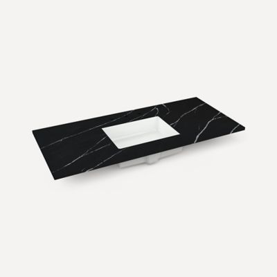 Quartz Stone Vanity Top, 48" x 1-1/8" x 23", Center Undercounter Sink, Three Hole, For Sendai and Chestnut Hill