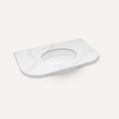 Quartz Stone Vanity Top, 36" x 1-1/8" x 23", Center Undercounter Sink, Three Hole, For Rosebrook