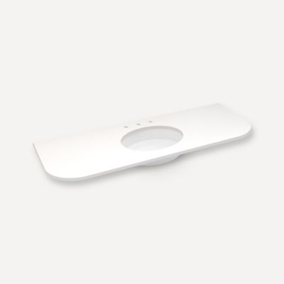 Quartz Stone Vanity Top, 56" x 1-1/8" x 23", Center Undercounter Sink, Three Hole, For Rosebrook