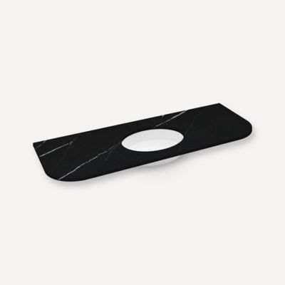 Quartz Stone Vanity Top, 56" x 1-1/8" x 23", Center Undercounter Sink, Three Hole, For Rosebrook