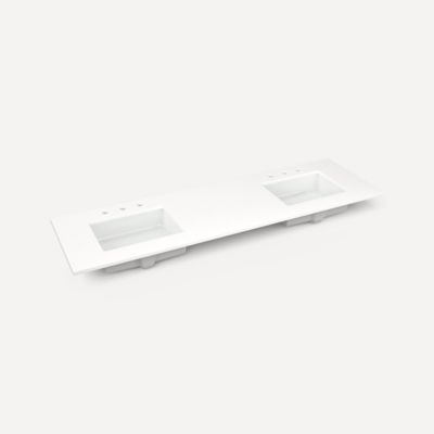 Robern Engineered Stone Top Quartz Stone Vanity Top, 72" x 1-1/8" x 23", Double Undercounter Sink, Three Hole, For Willowmere