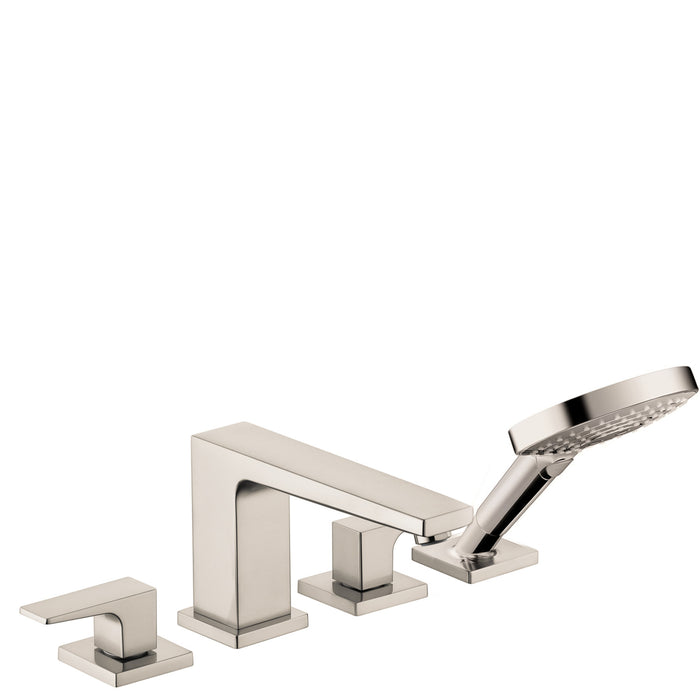 hansgrohe Metropol 4-Hole Roman Tub Set Trim with Lever Handles and 1.75 GPM Handshower